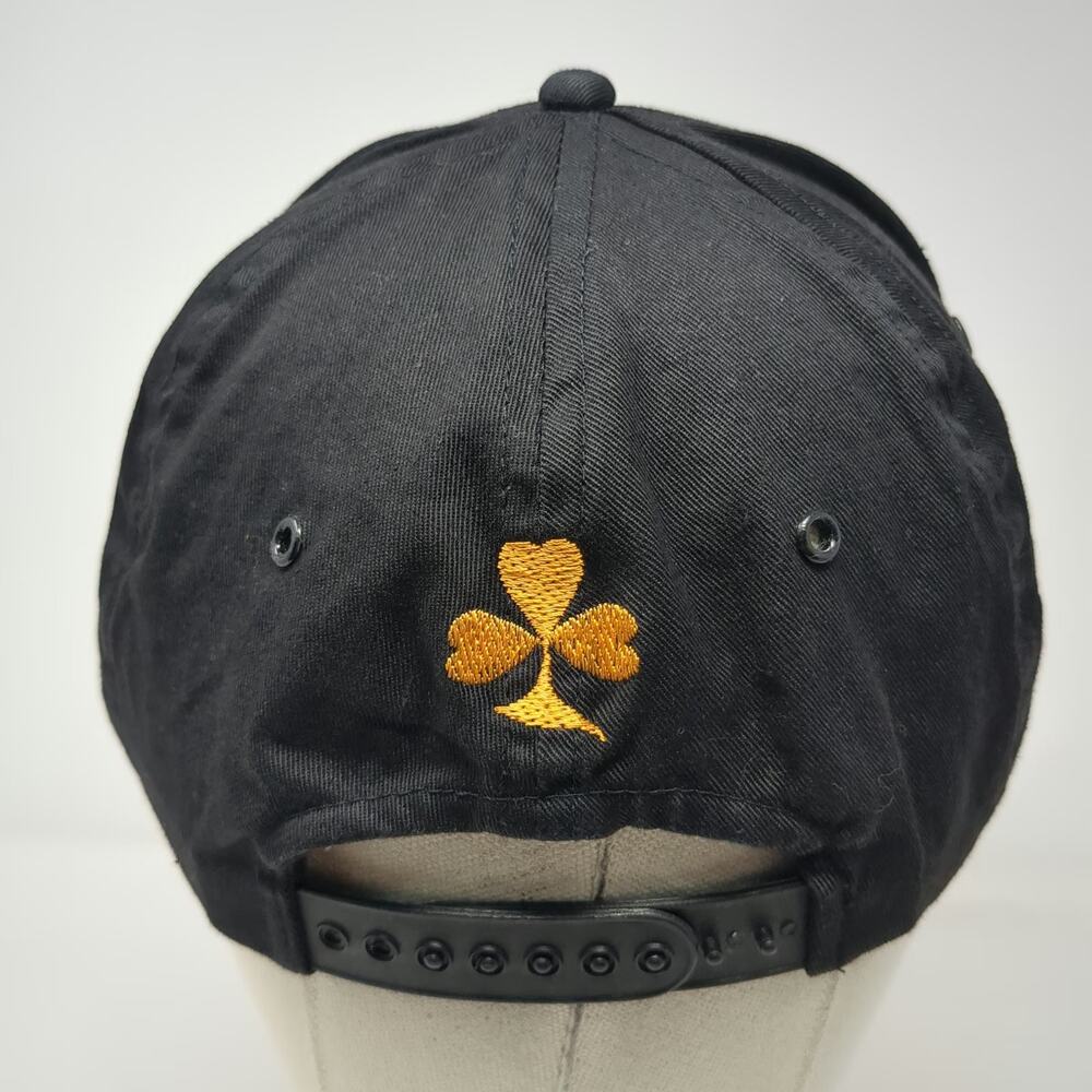 Kiddiefun 5 Panel Black Hat One Size Ireland Shamrock Gold Embroidery Snapback - Picture 6 of 9